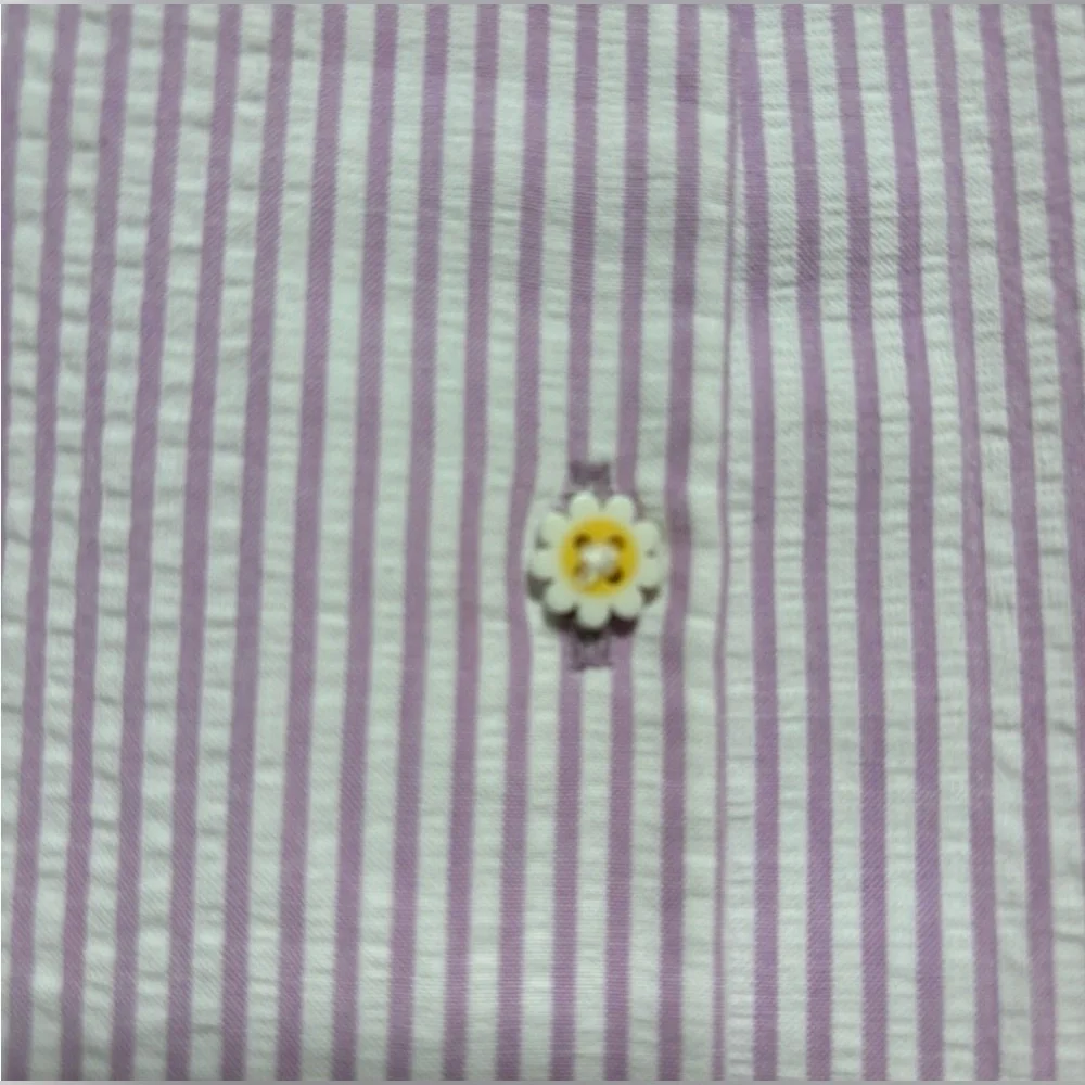 Gymboree Girls Purple and White Striped Daisy Seersucker Shift Dress